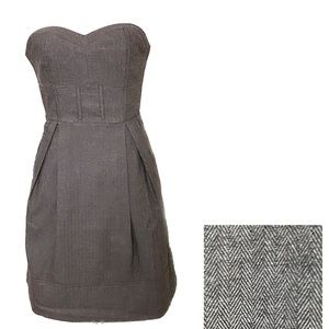 Classic herringbone bone off strapless Covet dress